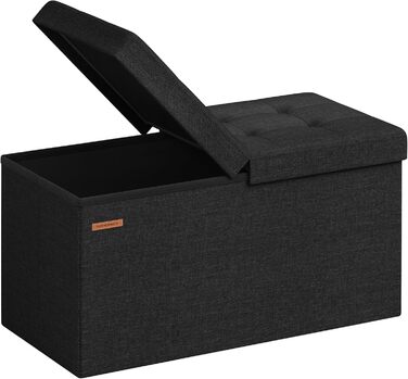Складана банкетка SONGMICS з місцем для зберігання, 76x38x38 см, чорна, до 300 кг, для передпокою, вітальні, спальні