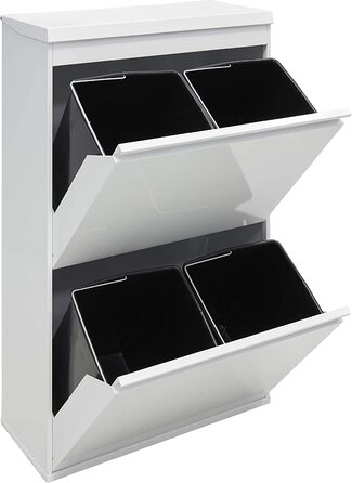 Сортувальна система для сміття ARREGUI Top CR621-B, сталева, 4 секції, з кришкою і коробкою для зберігання, 4 знімні контейнери по 17 л, біла, для кухні
