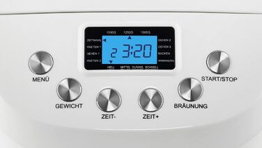 Хлібопічка UNOLD 68520 BACKMEISTER Big White, 1500 г, 15 програм, для безглютенового хліба, таймер, функція підігріву, LCD дисплей, біла
