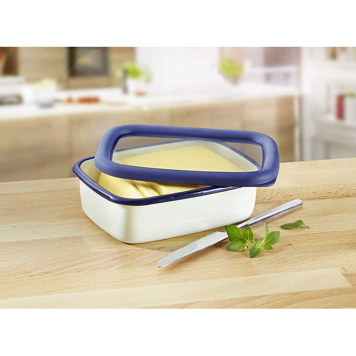 Емальований контейнер HoneyWare Classic Line 0,42 л з кришкою, жаростійкий до 400°C, підходить для плити, духовки, гриля, зберігання та приготування їжі