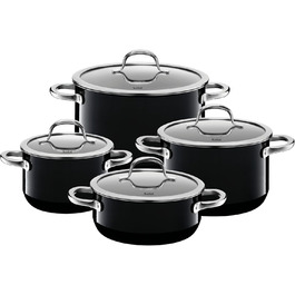 Набір каструль Silit Passion Black 4 шт, індукційні, з кришками, силарган, без нікелю, чорний
