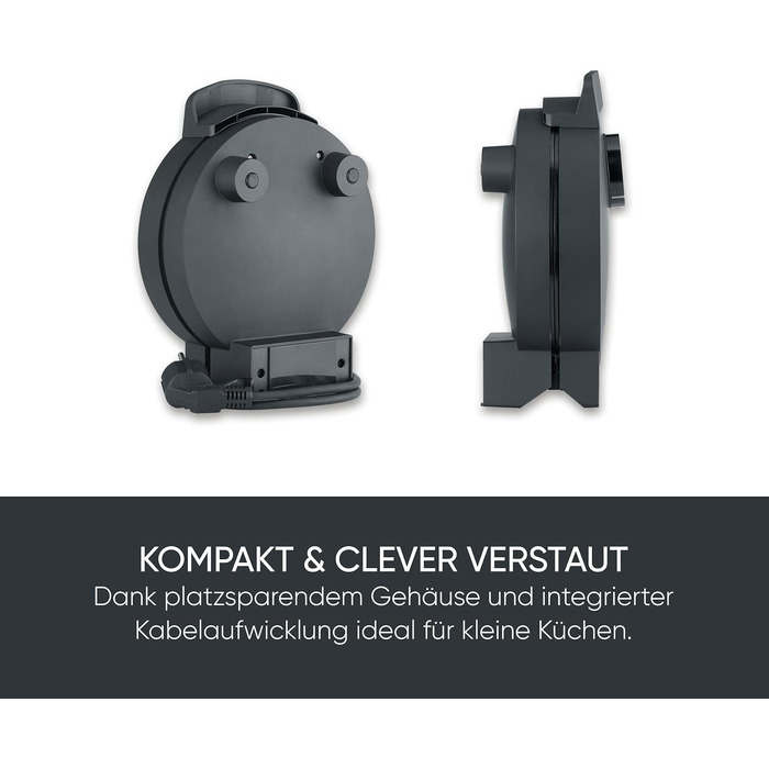 Вафельниця SEVERIN Black Line WA 2117 для серцеподібних вафель, антипригарне покриття без PFAS, 1000 Вт, чорний/нержавіюча сталь