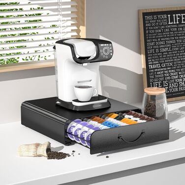 Тримач для капсул Tassimo на 64 шт, металевий органайзер для зберігання кавових капсул, штабельний диспенсер для кавомашини Tassimo, чорний