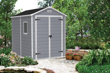 Садовий будиночок Keter Manor 6x8 DD, сірий, 7.6 м³ - металевий, для інструментів та саду