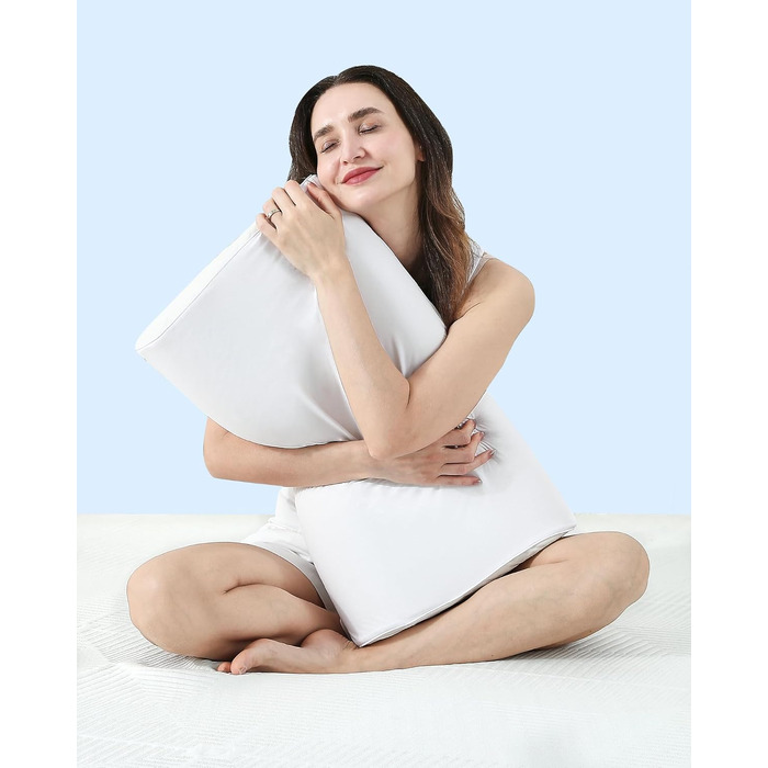 Подушка ортопедична з піни Memory Foam Elviros, регульована, для сну на боку та спині, знімний дихаючий чохол (біла)