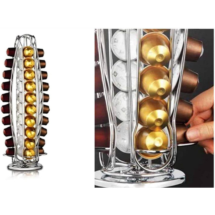 Підставка-диспенсер для кавових капсул Nespresso EXZACT, 40 капсул, обертається на 360°, стійка, металева