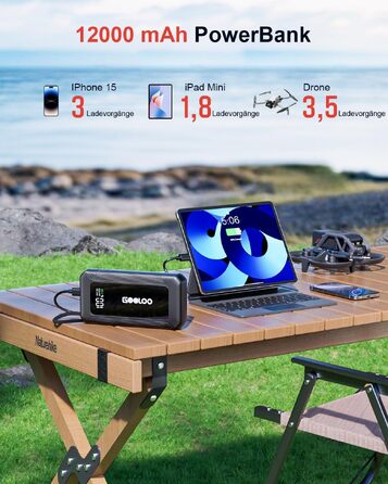 Бустерний пускач GOOLOO A5 4000A з компресором 160 PSI та Powerbank, чорний