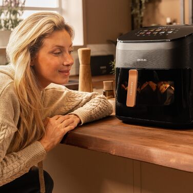 Аерофритюрниця-гриль Cecotec Cecofry & Grill Smokin' 6500 Plus 6.5л, 2200 Вт, з функцією копчення, подвійним грилем та вікном