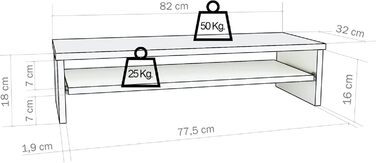 Підставка для монітора Henor з висувною полицею, графіт, дерев'яна, 82x32x18 см, витримує 50 кг, FSC® дерево