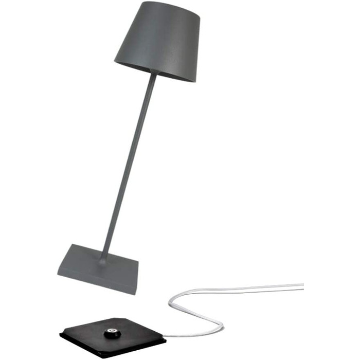 Zafferano Poldina Pro Mini – бездротова LED-лампа для дому та саду, білий колір, сенсорне керування, регулювання яскравості, 30 см, з зарядним пристроєм