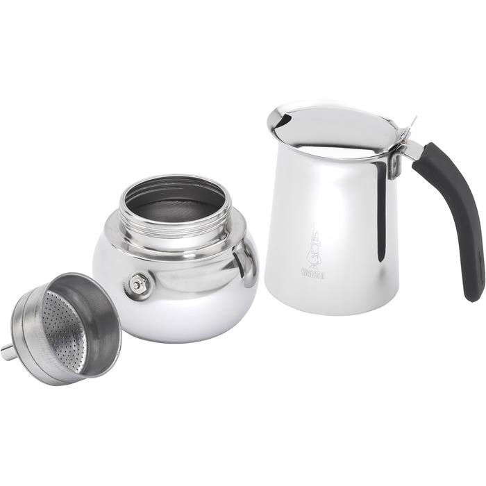 Гейзерна кавоварка Bialetti Kitty 6 чашок, нержавіюча сталь, срібляста