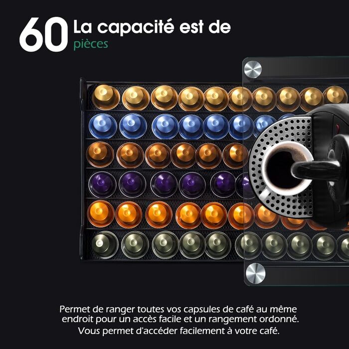 Підставка для капсул Nespresso Masthome, 60 капсул, скло, з серветкою для чищення