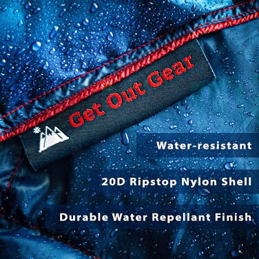 Пухова кемпінг-ковдра Get Out Gear для вулиці, легка, компактна, водонепроникна, 650 fill power, для туризму, подорожей, гамака, оливково-оранжева