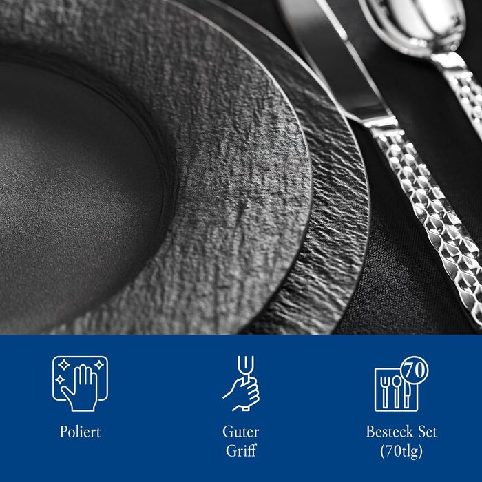 Набір столових приборів Villeroy & Boch Boston на 12 осіб, 70 предметів, нержавіюча сталь, класичний стиль