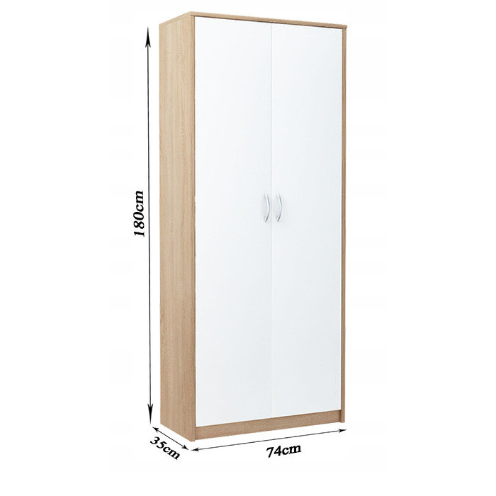 Шафа-гардероб Bestseller Patryk R004, 74x180x35 см, білий / дуб сонома