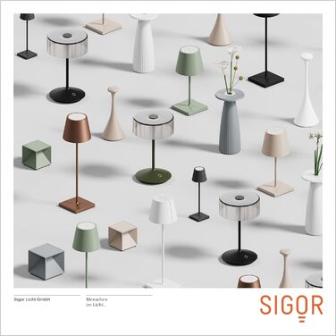 LED-лампа SIGOR Nuflair на акумуляторі з вазою для квітів, золота, IP54, 24 см, 12 год роботи, для дому та саду