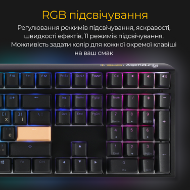 Механічна клавіатура Ducky One 3 Cherry MX Blue RGB Black UA