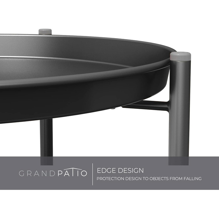 Журнальний стіл Grand Patio, 2-ярусний, металевий, чорний, 45x45x53 см, для вітальні, спальні, саду, зі знімною полицею, легке складання