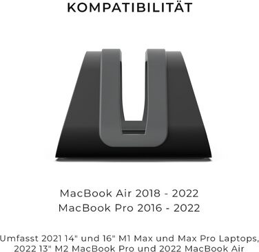 Вертикальна підставка для ноутбука Humancentric: сумісна з MacBook Pro та MacBook Air, чорний колір