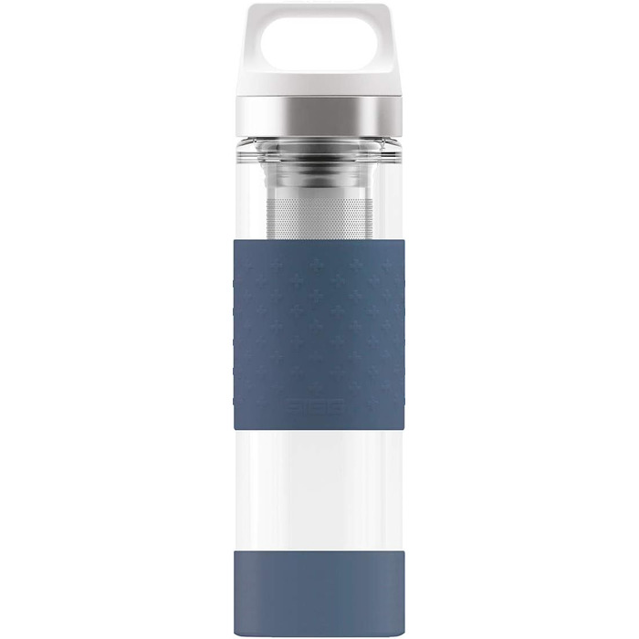 Термос-пляшка SIGG Hot & Cold 0.4 л, скляна, із силіконовим захистом, синя, ізоляційна, без шкідливих речовин