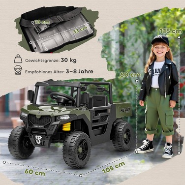 Електромобіль з двома двигунами, багажник, дизайн типу UTV, музичний функціонал, зелений колір