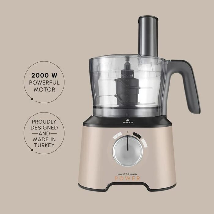 Кухонний комбайн Karaca Mastermaid Power 2000 Вт, 10 в 1, 1,5 л, подрібнювач, блендер, для подрібнення льоду, бежевий