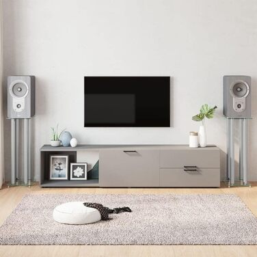 Підставки для колонок vidaXL, 2 шт., з 4 алюмінієвими стійками, тримачі для акустики з протиковзкими ніжками, сріблястий, загартоване скло