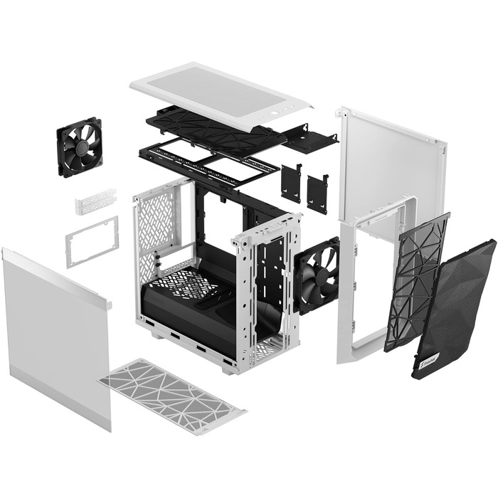 Корпус Fractal Design Meshify 2 Nano White TG Clear Tint, білий, скляна панель, компактний, для ігрових ПК