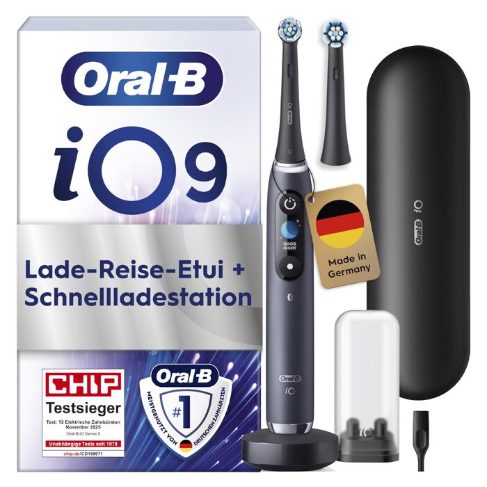 Електрична зубна щітка Oral-B iO Series 9, набір з 2-х щіток (Чорна та Рожева), 2 додаткові насадки та футляр