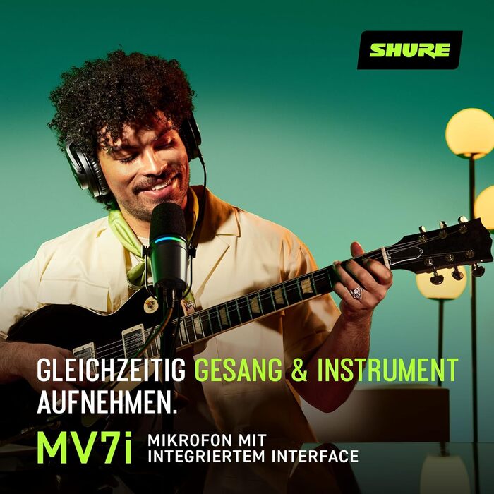 Мікрофон Shure MV7i Smart Podcast з вбудованим аудіоінтерфейсом, комплект для подкастингу, 2-канальний, Dual-XLR для мікрофонів або інструментів, USB-C підключення до ПК/телефону