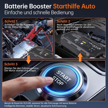 Бустер для автомобіля 8000A Powerbank Jump Starter для дизельних двигунів до 12л та бензинових до 10л