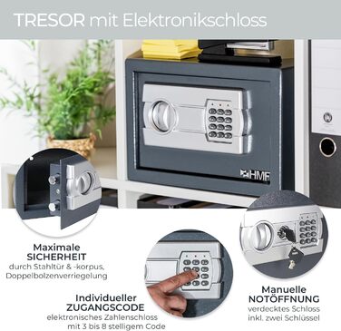 Сейф HMF 4612512 для меблів з електронним замком, 50×35×31 см, антрацит