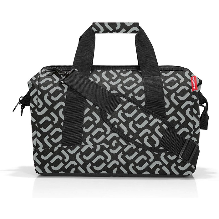 Сумка Reisenthel Allrounder M Signature Black, універсальна, чорна з квітковим принтом, середній розмір