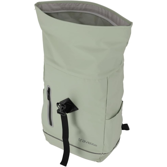 Рюкзак TRAVELITE Rolltop водонепроникний, велосипедний, міський з ролтоп-застібкою та світловідбивачами, Basics, 48 см, 19 л, світло-зелений