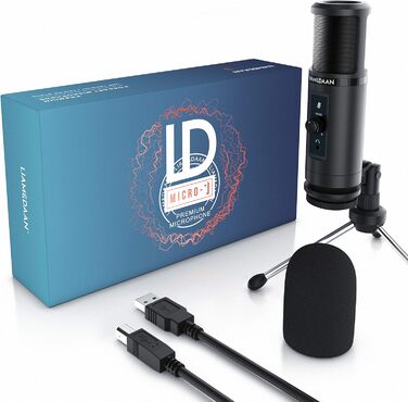 Конденсаторний USB-мікрофон CSL для ПК з моніторингом, частотний діапазон 20 Гц–20 кГц, регулятор гучності, підставка, для ігор, подкастів, студії, 192 кГц