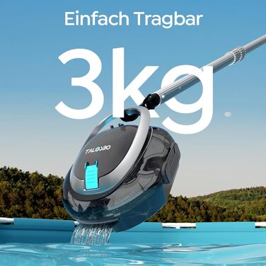 Робот-пилосос для басейну TALOSBO S2 (2026) з акумулятором, подвійною фільтрацією, автоматичним очищенням (90 хв) та самопаркуванням, для басейнів до 85 м²