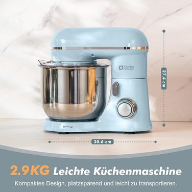 Кухонний комбайн Kitchen in the box — планетарний міксер та тістоміс 3.5 л, 10 швидкостей, з насадками (гак, вінчик, міксер), синій