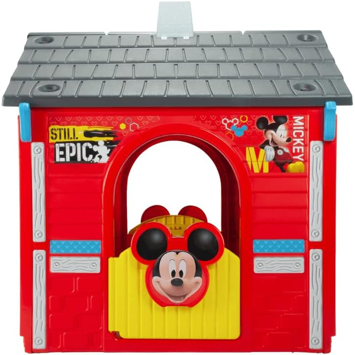 Дитячий будиночок Mickey Mouse INJUSA (від 3 років) для вулиці, червоний, пластик. Офіційний Disney будиночок з 3 дверима та 1 вікном для хлопчиків та дівчаток.
