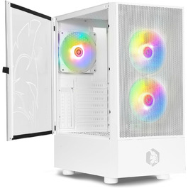 Корпус для ПК EMPIRE GAMING Sapphire ARGB середній Tower ATX/mATX/ITX, білий, з бічною панеллю із загартованого скла, 3 ARGB вентилятори 120 мм, MB Sync