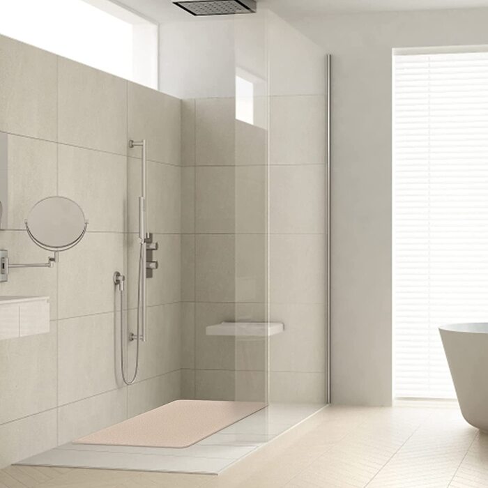 Протиковзкий килимок для душу LY4U 60x60 см, м'який лофа, антигрибковий, коричневий, PVC для ванної та душової кабіни