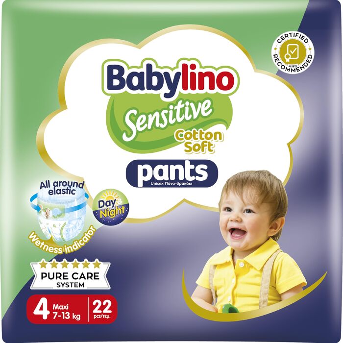 Дитячі підгузки-трусики Babylino Sensitive Cotton Soft, розмір 6 XL (13-18 кг), 108 шт