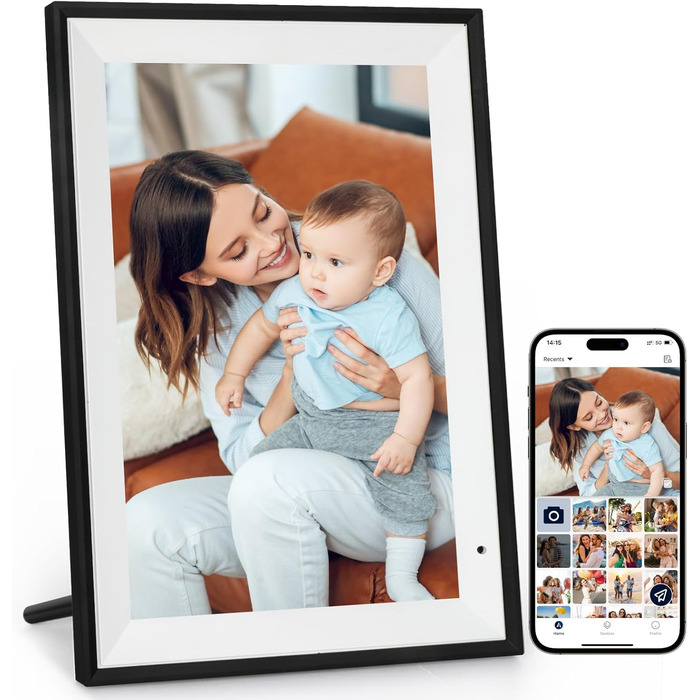 Цифровий фоторамка WiFi 10,1 дюйма, IPS HD сенсорний екран, 32GB, автоматичне обертання, підключення з будь-якого місця, чорний