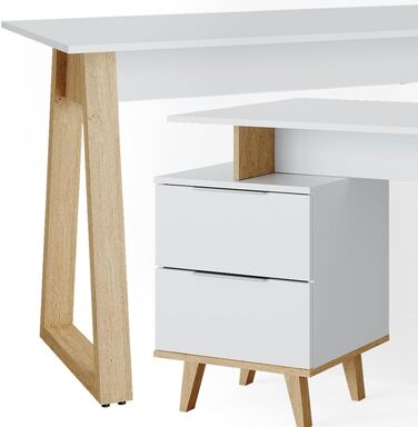 Письмовий стіл Vicco Nautica, білий/дуб, 138x60 см, з шухлядами, Г-подібний