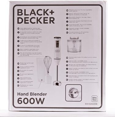 Занурювальний блендер Black+Decker, 600 Вт, 3 насадки