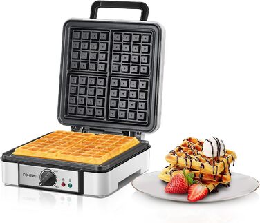 Вафельниця-гриль FOHERE XL 1200 Вт, електрична, антипригарна, для приготування вафель і паніні