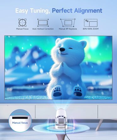 Smart-проектор Magcubic Mini Beamer 4K FHD 1080P, портативний міні-проектор для дому з WiFi 6, Bluetooth 5.4, автокоррекцією трапеції, поворотом на 180° та динаміком 5 Вт
