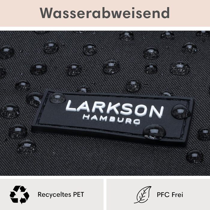 Рюкзак LARKSON No 6 для жінок і чоловіків, міський, шкільний, з відділенням для ноутбука 16'', водовідштовхувальний, чорний