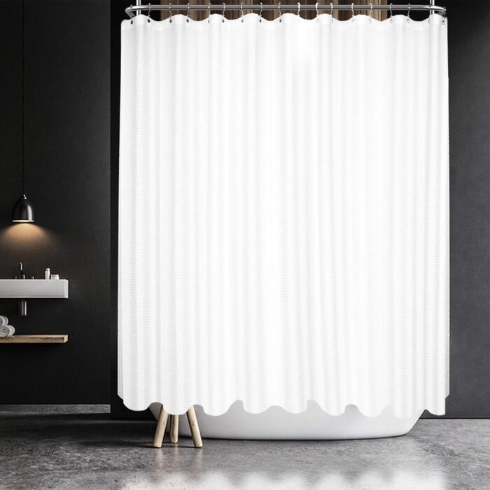 Завіса для душу Barossa Design Extra Langer, 203 см, Вучковий малюнок, бавовняна суміш, готельний стиль, важка тканина, для прання, 183 x 203 см (Білий/Розкішний сад)