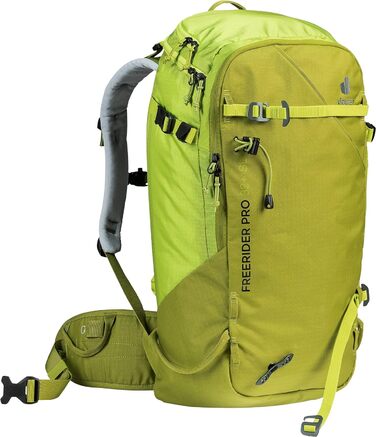 Жіночий туристичний рюкзак Deuter Freerider Pro 32+10 л, для лижних турів, зелено-жовтий