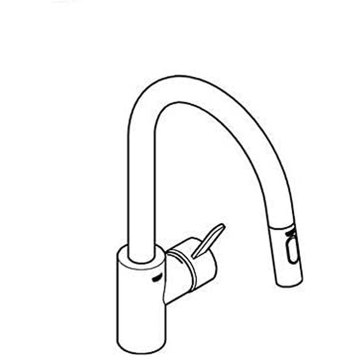 Змішувач кухонний GROHE Eurosmart Cosmopolitan з висувним душем, високий вилив, поворотний на 360°, економія води, хром (31481001)